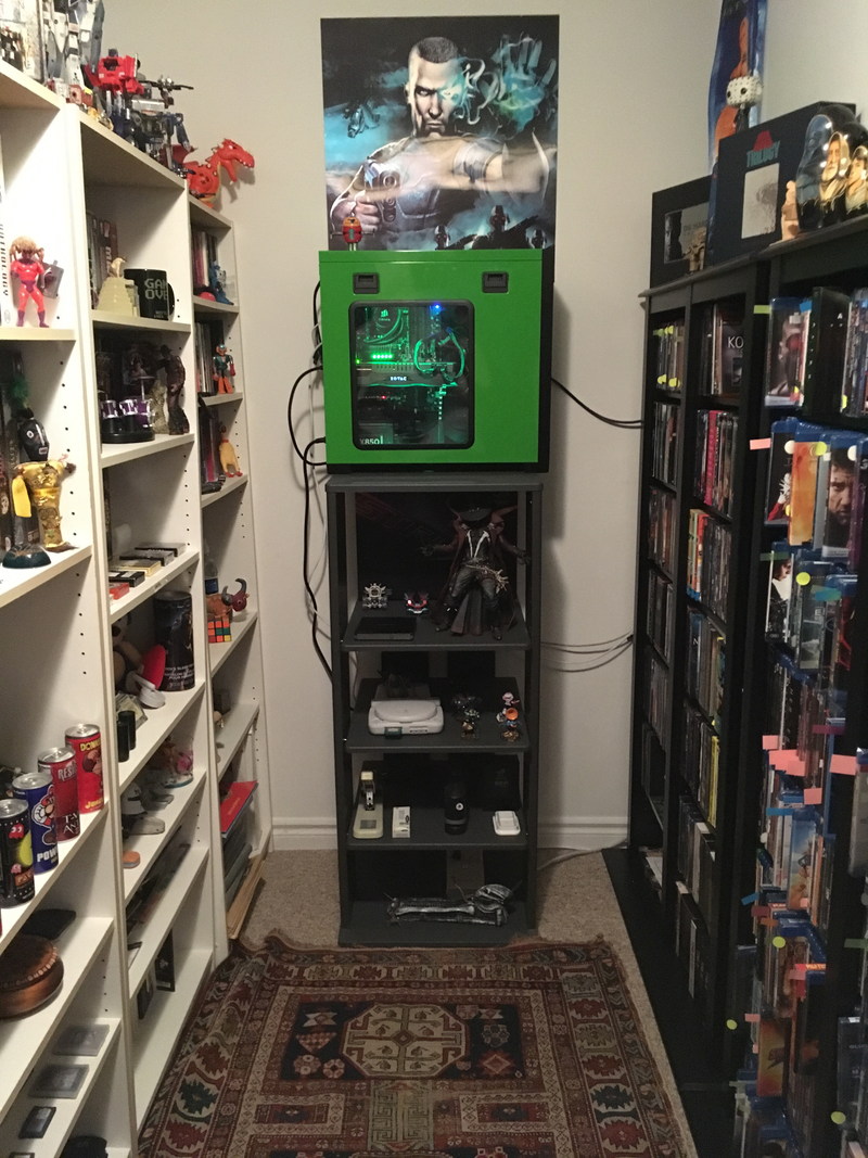Still not complete and a little messy but this is the new home for my PC. Thankfully I had that old stand in a backroom.